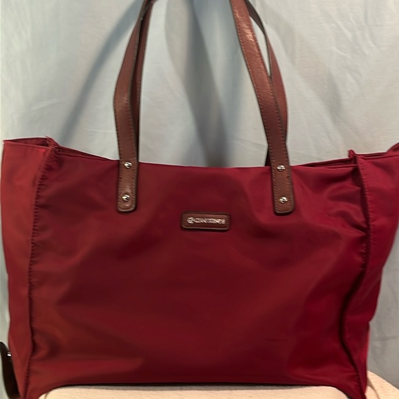 Gianni Bernini Maroon Nylon Tote-EUC - Picture 1 of 7
